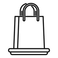 Shopping bag with double handles standing on bottom line icon vector