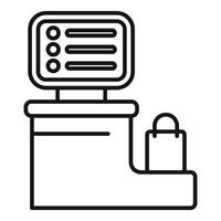 Self service checkout counter with shopping bag for self checkout experiences vector