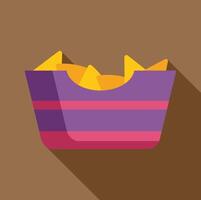 Purple container full of nachos with long shadow vector