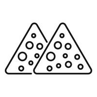 Two slices of cheese being pictured with a simple line drawing vector