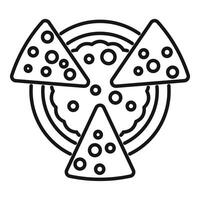 Pizza slices forming radioactive symbol over whole pie vector