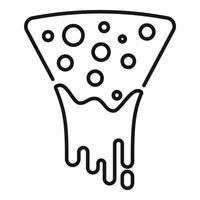 Melted cheese dripping from pizza slice icon vector