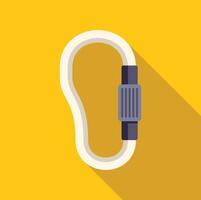White carabiner for mountaineering lying on yellow background vector