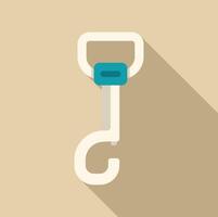 Climbing quickdraw carabiner with long shadow is isolated on beige background vector