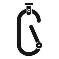 Climbing carabiner icon showing mountaineering gear for safety vector