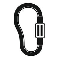 Climbing carabiner icon showing hiking and mountaineering vector