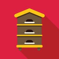 Wooden beehive structure standing on red background vector