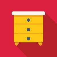 Yellow wooden cabinet with a long shadow on a red background vector