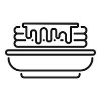 Plate holding stack of pancakes covered in syrup icon vector