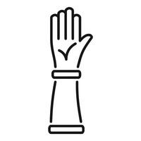 Hand showing check mark sign, voting concept line icon vector