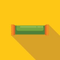 Green chocolate bar casting long shadow on yellow background vector