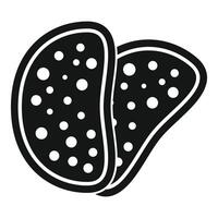 Two slices of salami with white fat pieces icon in simple style vector