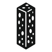 Simple vector icon of a rectangle cheese block with big and small holes