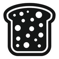 Simple black and white bread slice with bubbles icon representing bakery product vector