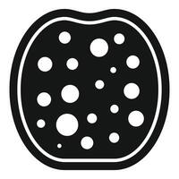 Simple vector icon of a round slice of salami with fat
