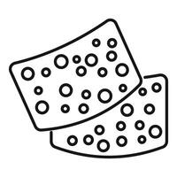 Line icon style illustration of two slices of swiss cheese overlapping vector