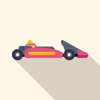 Racing go kart with long shadow on white background vector