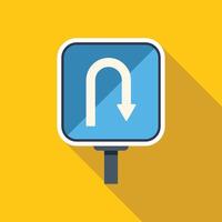 Blue square u turn sign showing wrong way on yellow background vector