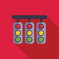 Traffic light system showing green light for go signal on red background vector