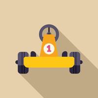 Yellow racing go kart with number one waiting at starting line vector