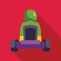 Kart racer wearing green seen from behind on red background vector