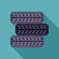 Stack of three car tires lying on top of each other vector