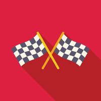Two crossed checkered flags are waving on red background vector