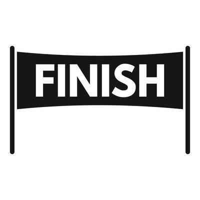 Black and white finish line banner waving in the wind