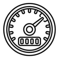 Speedometer showing zero speed limit icon, outline style vector