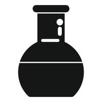 Black and white icon of a round bottom flask for chemical experiments vector