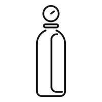 Line drawing of an oxygen cylinder with a pressure gauge, emphasizing the importance of safety vector