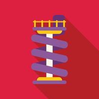 Spiral slide standing on bright red background with long shadow vector