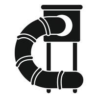 Playground slide with curved tube entering platform with hole for children having fun vector