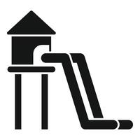 Double waterslide starting from platform with roof icon vector