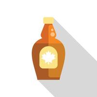 Glass bottle containing delicious canadian maple syrup with a long shadow vector