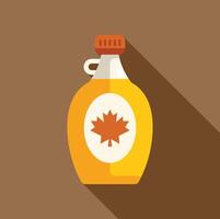 Glass bottle containing maple syrup showing a maple leaf on a label vector