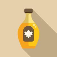 Glass bottle containing maple syrup with a long shadow vector
