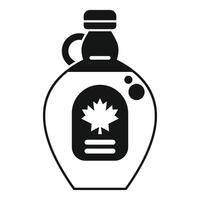 Glass jug of maple syrup with a maple leaf on the label vector