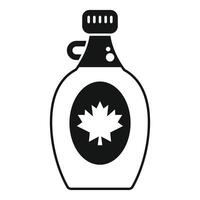 Canadian maple syrup bottle with maple leaf icon showing delicious syrup inside vector