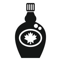 Black and white icon of a bottle containing maple syrup vector