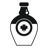 Bottle containing canadian maple syrup with a maple leaf vector