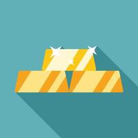 Shiny gold bars stacked with long shadow vector
