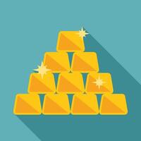 Stack of shiny gold bars is glowing on blue background vector