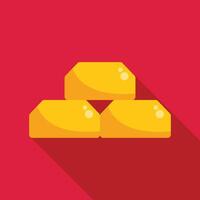 Three gold bars forming a pyramid on red background vector