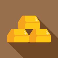 Three gold bars stacked with long shadow vector