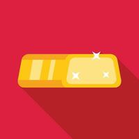 Gold ingot is shining on a red background vector