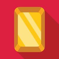 Gold ingot icon reflecting light on red background vector