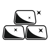 Three shiny silver bars are stacked on top of each other vector