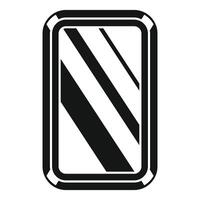 Black and white rectangular mirror reflecting light beams icon vector