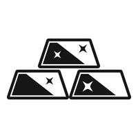 Stack of three shiny gold bars icon representing wealth and investment vector